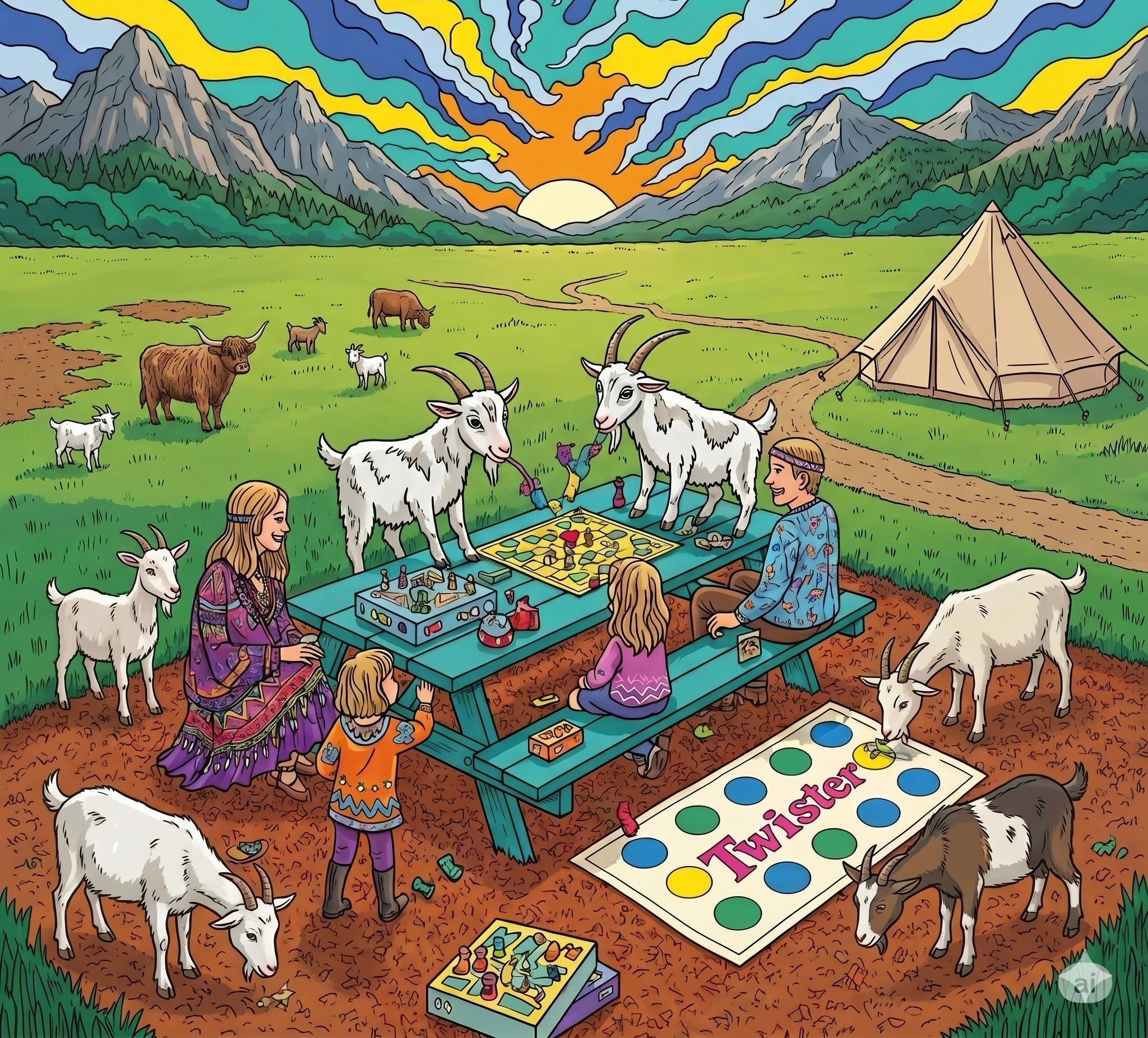 Game Night Goat Shenanigans - Glamping Guests