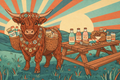 Highland cow delivering sweet treats and drinks at Cowabunga Camp picnic setup